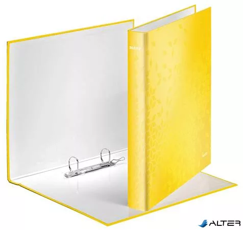 Gyűrűs könyv, 2 gyűrű, D alakú, 40 mm, A4 Maxi, karton, LEITZ 'Wow', sárga