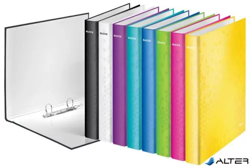 Gyűrűs könyv, 2 gyűrű, D alakú, 40 mm, A4 Maxi, karton, LEITZ "Wow", rózsaszín