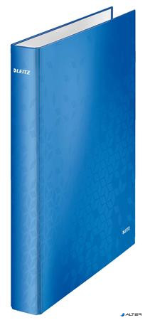Gyűrűs könyv, 4 gyűrű, D alakú, 40 mm, A4 Maxi, karton, LEITZ "Wow", kék