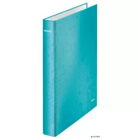   Gyűrűs könyv, 4 gyűrű, D alakú, 40 mm, A4 Maxi, karton, LEITZ "Wow", jégkék