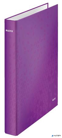Gyűrűs könyv, 4 gyűrű, D alakú, 40 mm, A4 Maxi, karton, LEITZ "Wow", lila