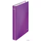 Gyűrűs könyv, 4 gyűrű, D alakú, 40 mm, A4 Maxi, karton, LEITZ "Wow", lila