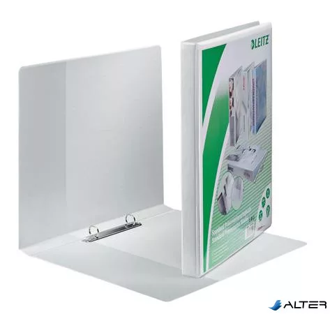 Gyűrűs könyv, panorámás, 2 gyűrű, O alakú, 30 mm, A4 Maxi, PP, LEITZ, fehér