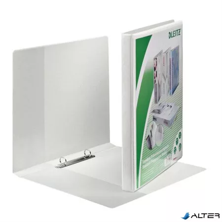 Gyűrűs könyv, panorámás, 2 gyűrű, O alakú, 30 mm, A4 Maxi, PP, LEITZ, fehér