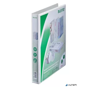   Gyűrűs könyv, panorámás, 2 gyűrű, D alakú, 44 mm, A4 Maxi, PP, LEITZ, fehér