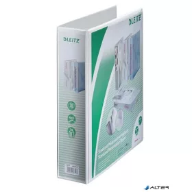   Gyűrűs könyv, panorámás, 4 gyűrű, D alakú, 77 mm, A4 Maxi, PP, LEITZ, fehér