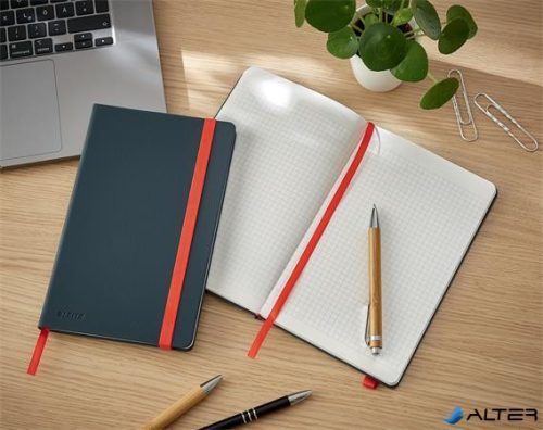 Beíró, A5, kockás, 80 lap, keményfedeles, LEITZ "Cosy Soft Touch", bársonyszürke