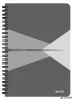 Spirálfüzet, A5, kockás, 90 lap, laminált karton borító, LEITZ "Office", szürke