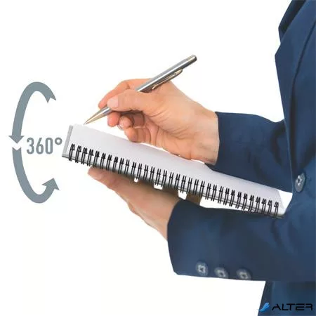 Spirálfüzet, A5, kockás, 90 lap, laminált karton borító, LEITZ "Office", szürke