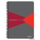 Spirálfüzet, A5, vonalas, 90 lap, laminált karton borító, LEITZ "Office", szürke-piros