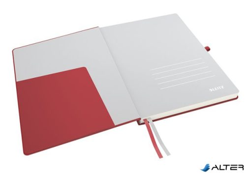 Jegyzetfüzet, exkluzív, A4, vonalas, 80 lap, keményfedeles, LEITZ "Complete", piros