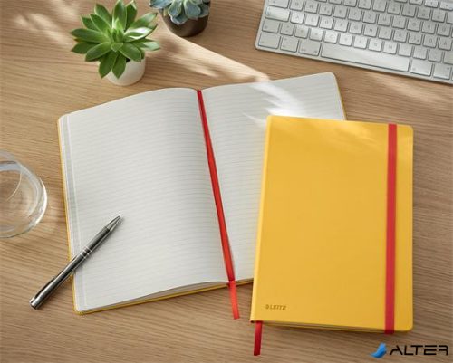 Beíró, B5, vonalas, 80 lap, keményfedeles, LEITZ 'Cosy Soft Touch', melegsárga