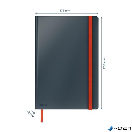 Beíró, B5, vonalas, 80 lap, keményfedeles, LEITZ "Cosy Soft Touch", bársonyszürke