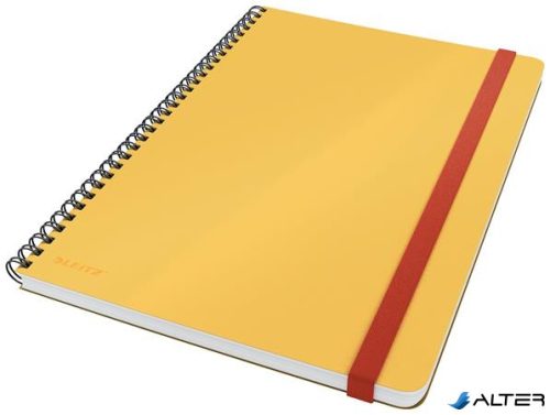 Spirálfüzet, B5, kockás, 80 lap, LEITZ, "Cosy Soft Touch", melegsárga