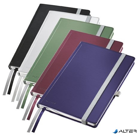 Jegyzetfüzet, A5, vonalas, 80 lap, keményfedeles, LEITZ "Style", olajfazöld