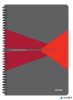 Spirálfüzet, A4, kockás, 90 lap, PP borító, LEITZ "Office", szürke-piros