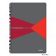 Spirálfüzet, A4, kockás, 90 lap, PP borító, LEITZ "Office", szürke-piros