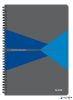Spirálfüzet, A4, kockás, 90 lap, PP borító, LEITZ "Office", szürke-kék