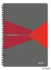 Spirálfüzet, A4, vonalas, 90 lap, PP borító, LEITZ 'Office', szürke-piros