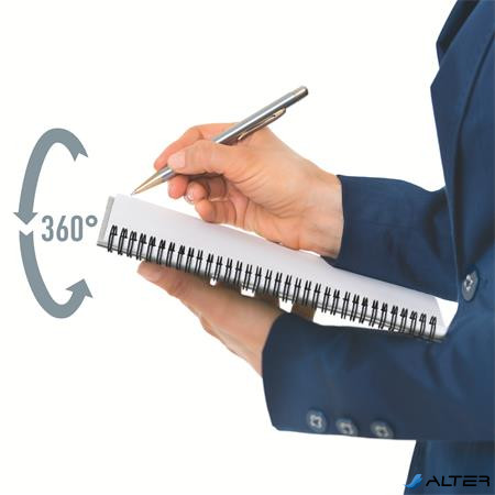 Spirálfüzet, A4, vonalas, 90 lap, PP borító, LEITZ "Office", szürke-piros