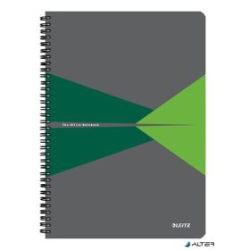   Spirálfüzet, A4, vonalas, 90 lap, PP borító, LEITZ "Office", szürke-zöld