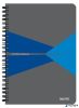 Spirálfüzet, A5, kockás, 90 lap, PP borító, LEITZ "Office", szürke-kék