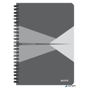  Spirálfüzet, A5, kockás, 90 lap, PP borító, LEITZ "Office", szürke