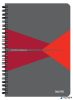 Spirálfüzet, A5, vonalas, 90 lap, PP borító, LEITZ "Office", szürke-piros