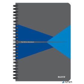   Spirálfüzet, A5, vonalas, 90 lap, PP borító, LEITZ "Office", szürke-kék