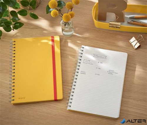 Spirálfüzet, B5, vonalas, 80 lap, LEITZ, "Cosy Soft Touch", melegsárga