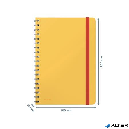 Spirálfüzet, B5, vonalas, 80 lap, LEITZ, "Cosy Soft Touch", melegsárga