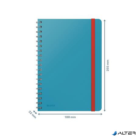 Spirálfüzet, B5, vonalas, 80 lap, LEITZ, "Cosy Soft Touch", nyugodtkék