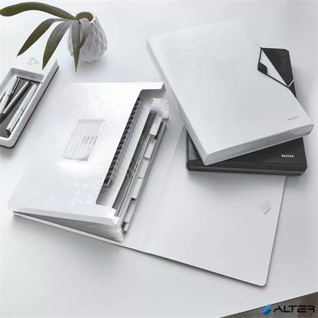 Harmonikamappa, A4, PP, 6 rekeszes, LEITZ "Wow", fehér