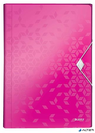 Harmonikamappa, A4, PP, 6 rekeszes, LEITZ "Wow", rózsaszín