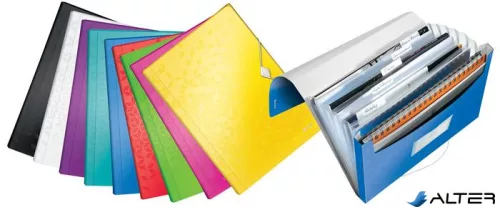 Harmonikamappa, A4, PP, 6 rekeszes, LEITZ "Wow", piros