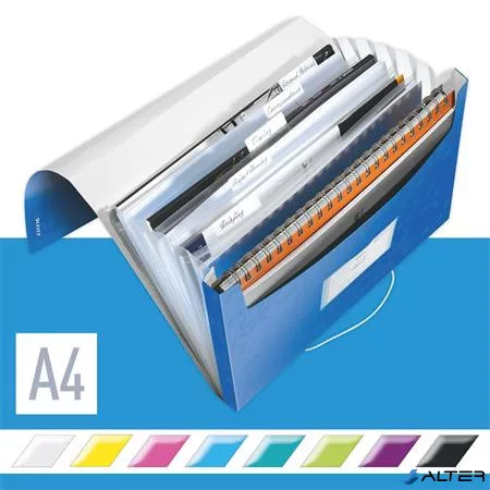 Harmonikamappa, A4, PP, 6 rekeszes, LEITZ 'Wow', kék