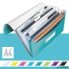 Harmonikamappa, A4, PP, 6 rekeszes, LEITZ "Wow", jégkék