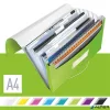 Harmonikamappa, A4, PP, 6 rekeszes, LEITZ "Wow", zöld