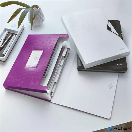 Harmonikamappa, A4, PP, 6 rekeszes, LEITZ "Wow", lila