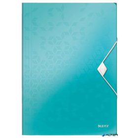 Gumis mappa, PP, A4, LEITZ "Wow", jégkék