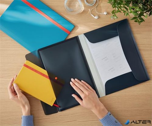 Gumis mappa, extra tasakkal, PP, A4, LEITZ 'Cosy', bársonyszürke