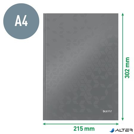 Beíró, A4, vonalas, 80 lap, keményfedeles, LEITZ "Wow", kék
