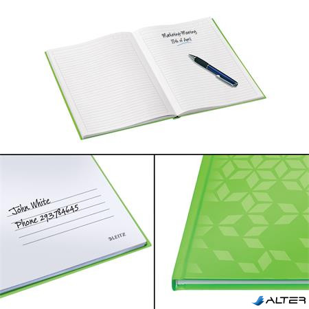 Beíró, A4, vonalas, 80 lap, keményfedeles, LEITZ 'Wow', zöld