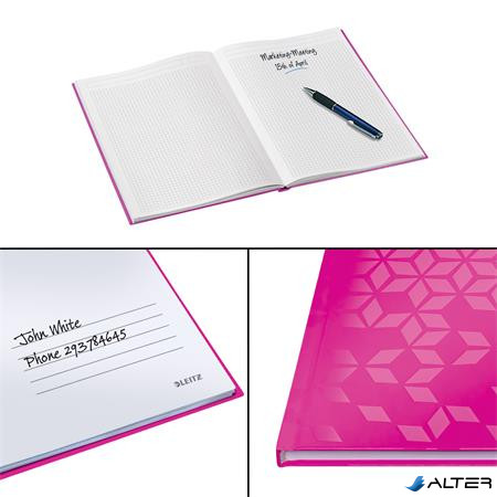 Beíró, A4, kockás, 80 lap, keményfedeles, LEITZ "Wow", rózsaszín