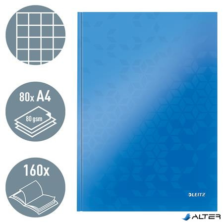 Beíró, A4, kockás, 80 lap, keményfedeles, LEITZ "Wow", kék