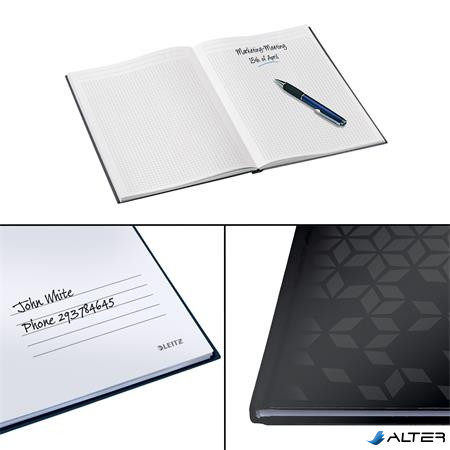 Beíró, A4, kockás, 80 lap, keményfedeles, LEITZ "Wow", fekete