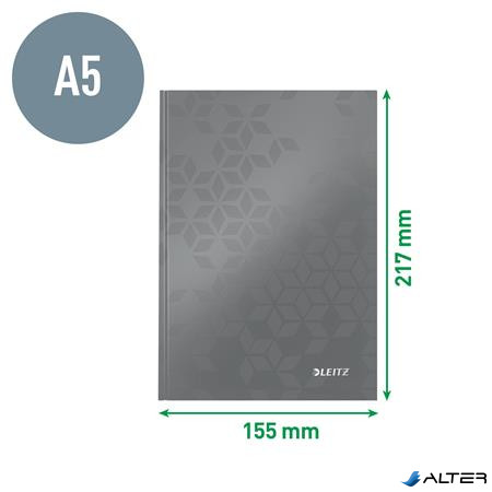 Beíró, A5, vonalas, 80 lap, keményfedeles, LEITZ "Wow", rózsaszín