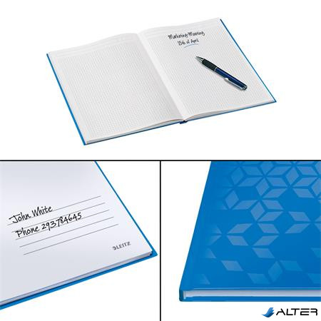 Beíró, A5, kockás, 80 lap, keményfedeles, LEITZ "Wow", kék