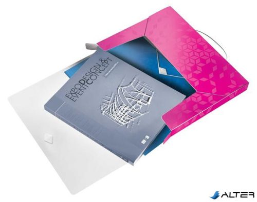 Gumis mappa, 30 mm, PP, A4, LEITZ "Wow Jumbo", rózsaszín