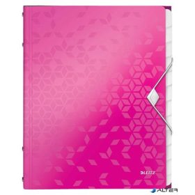   Előrendező, A4, 12 részes, műanyag, LEITZ "Wow", rózsaszín